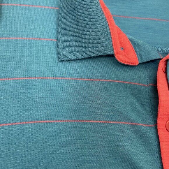 Icebreaker Merino Wool Blend Polo Stripe Short Sleeve Shirt Pink Blue size Small - Picture 7 of 10